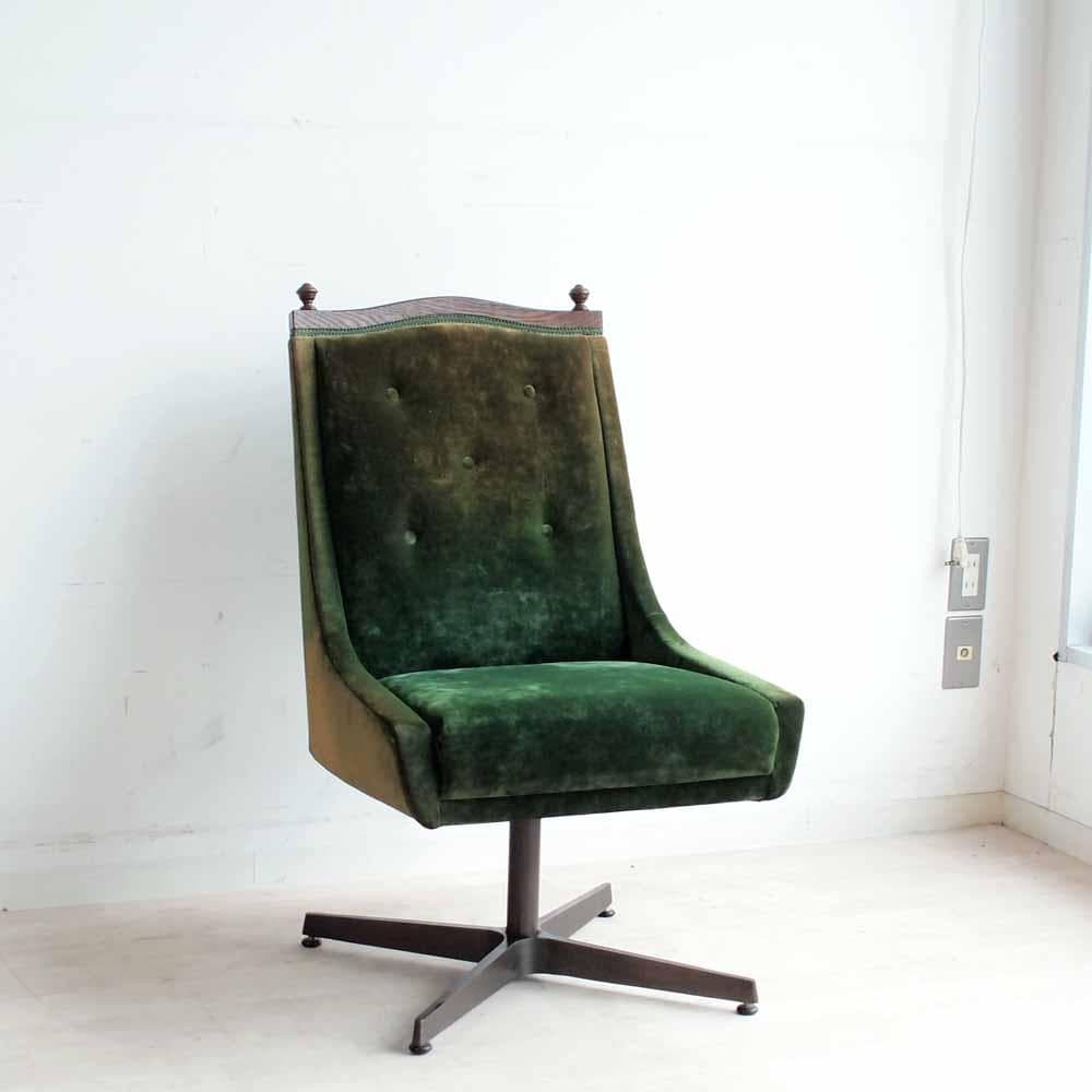 ビンテージ カフェチェア 回転 グリーン フェード レトロ ZR24144