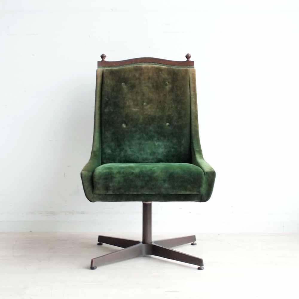 ビンテージ カフェチェア 回転 グリーン フェード レトロ ZR24144