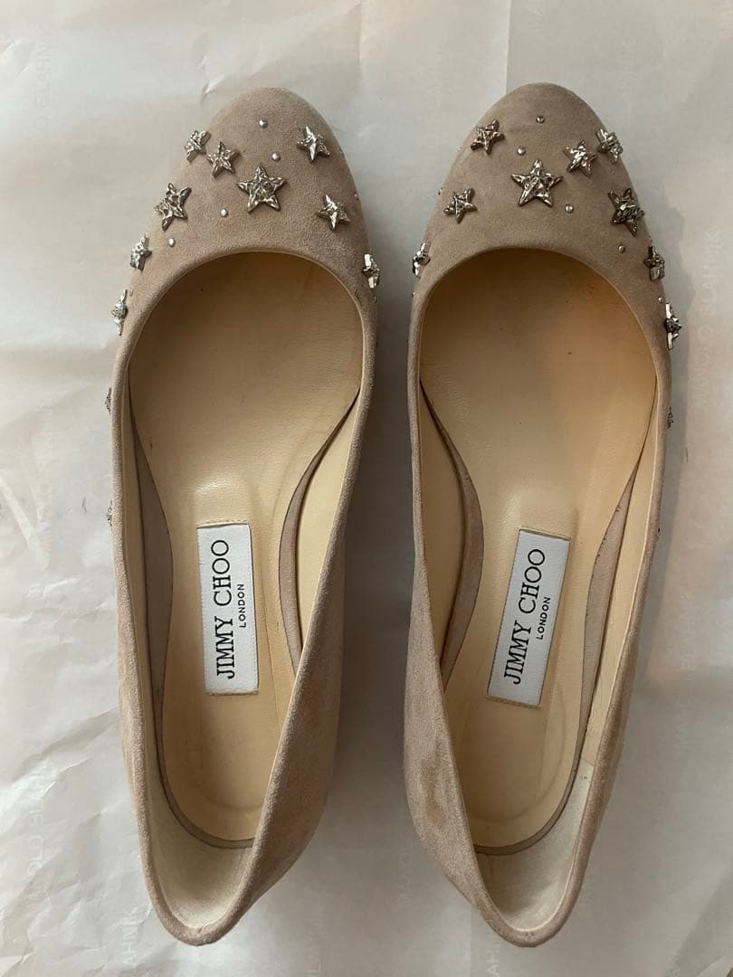 JIMMY CHOO ベージュ フラットシューズ 37½