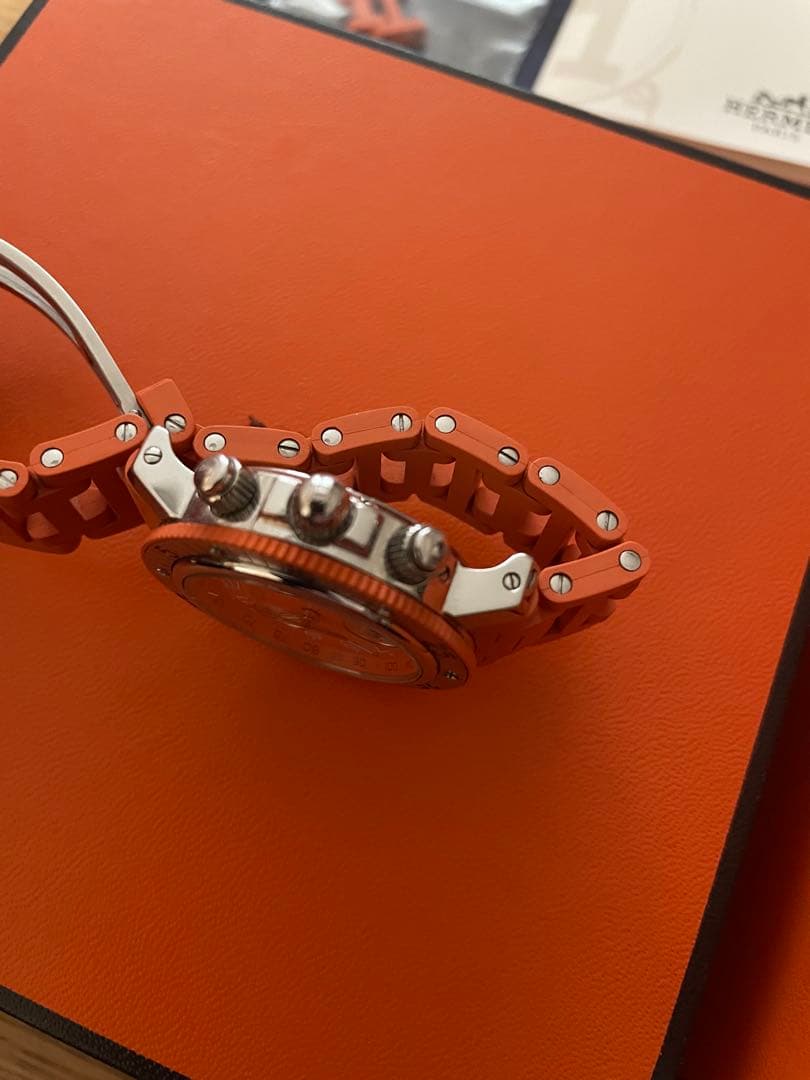 エルメス　クリッパー　ダイバークロノグラフ　ラバーオレンジ　ウオッチ　レディース
