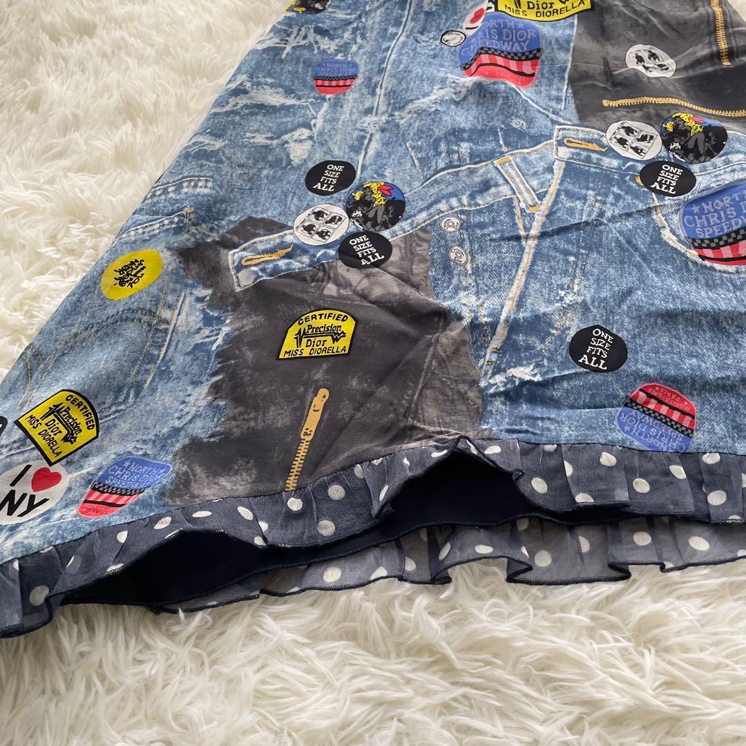 希少Chiristian Dior デニムプリント シルク100% スカート12