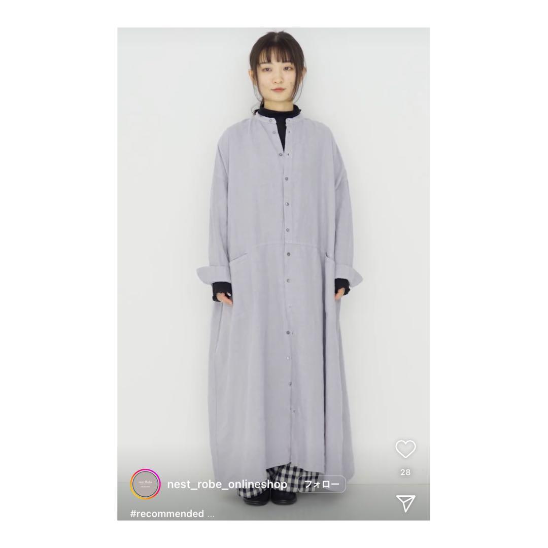 お値下げ nest Robe ネストローブ 天然染めリネンビックシャツワンピース