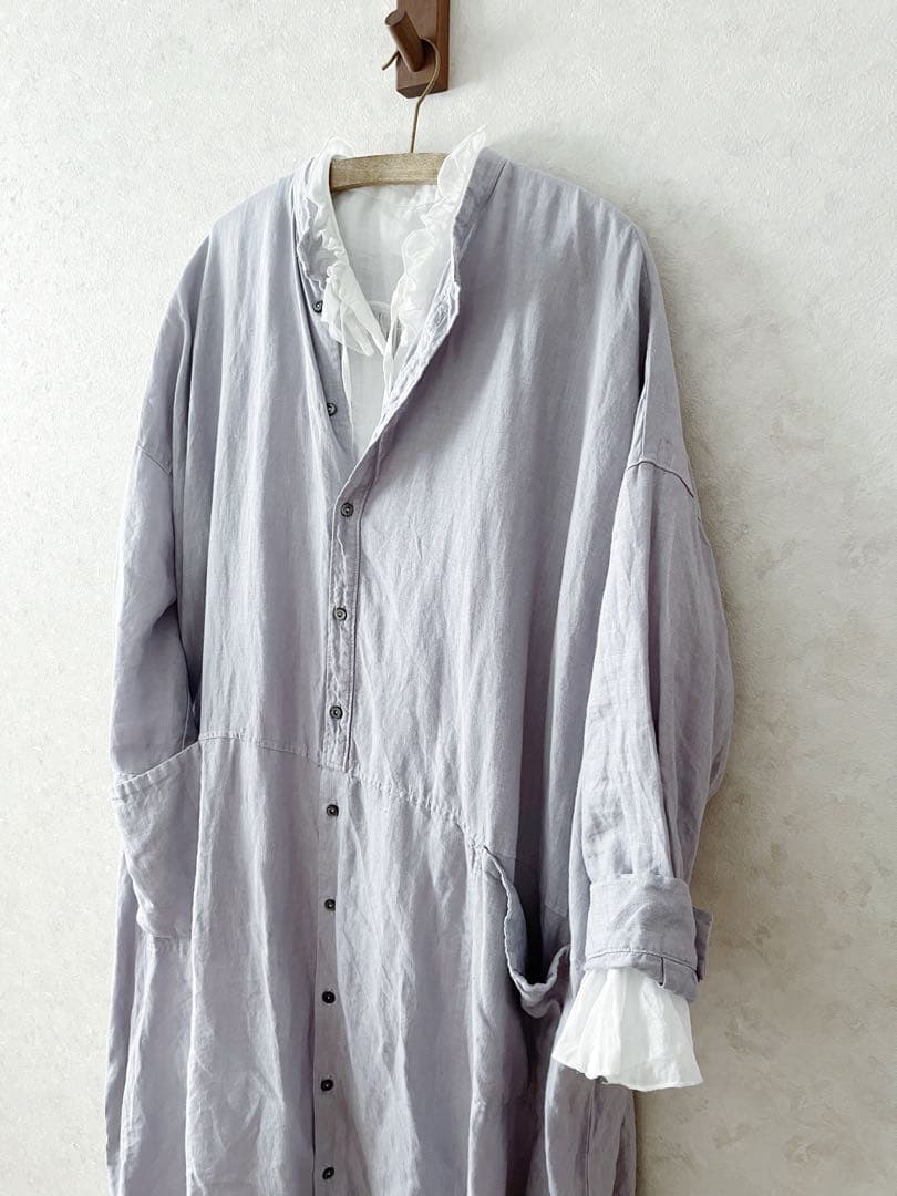 お値下げ nest Robe ネストローブ 天然染めリネンビックシャツワンピース