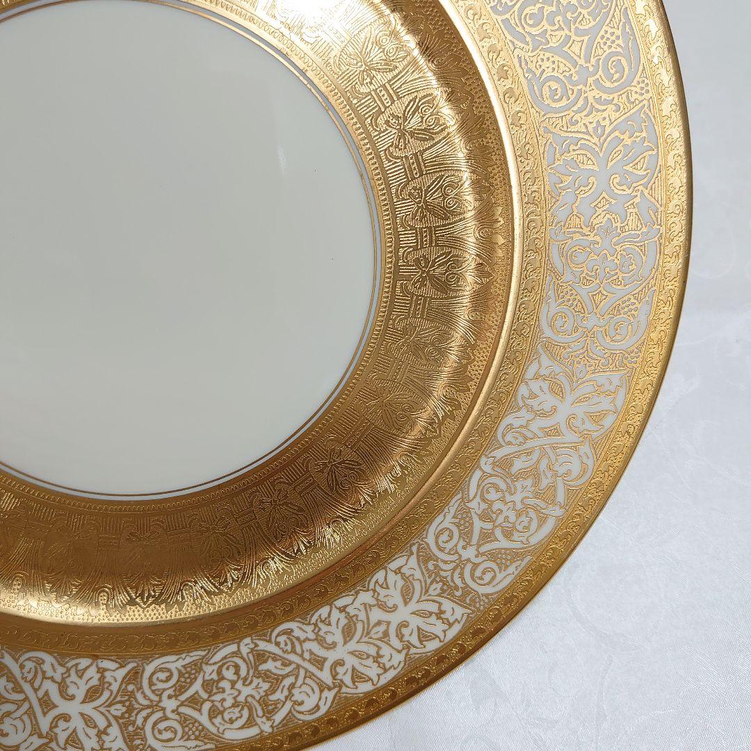 ドイツ HEINRICH&Co ババリア アンティーク食器 28cm 大皿 金彩