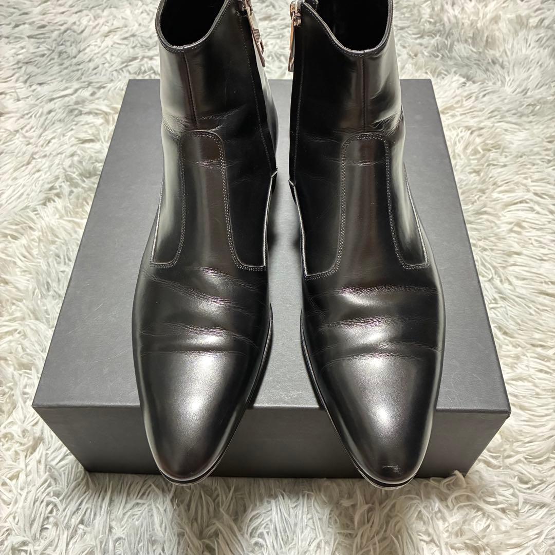 【美品】Dior HOMME 本革 サイドジップ ショートブーツ BLACK