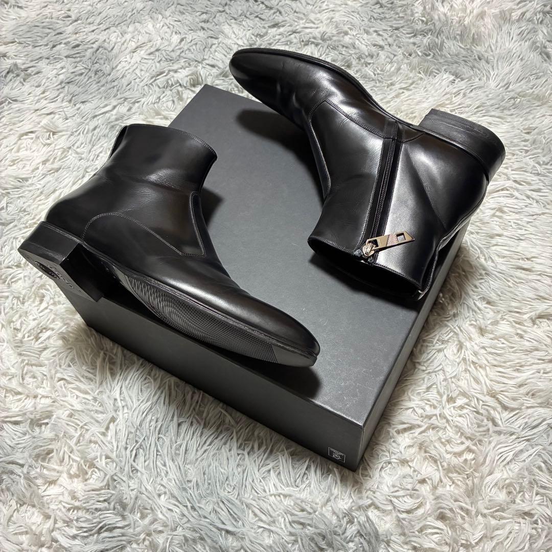 【美品】Dior HOMME 本革 サイドジップ ショートブーツ BLACK
