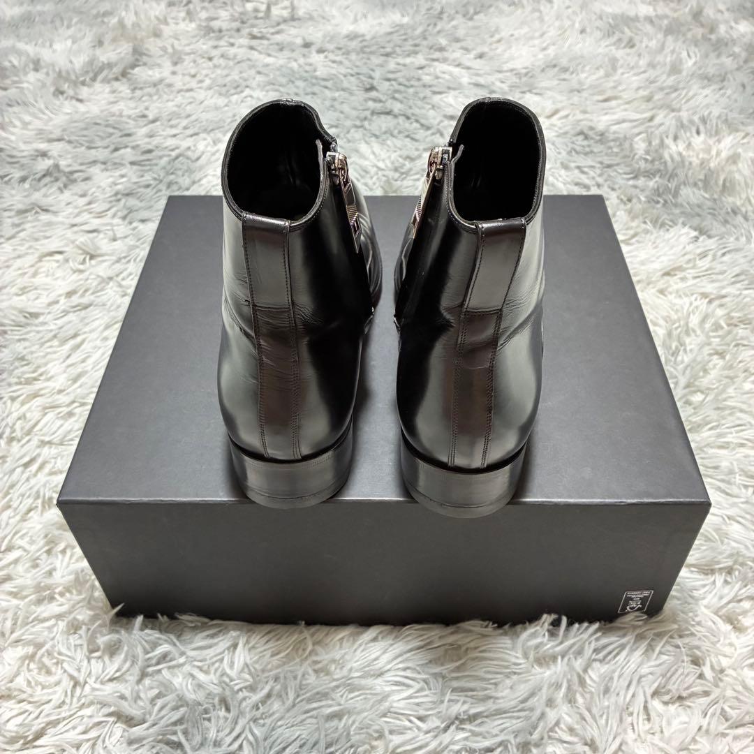 【美品】Dior HOMME 本革 サイドジップ ショートブーツ BLACK