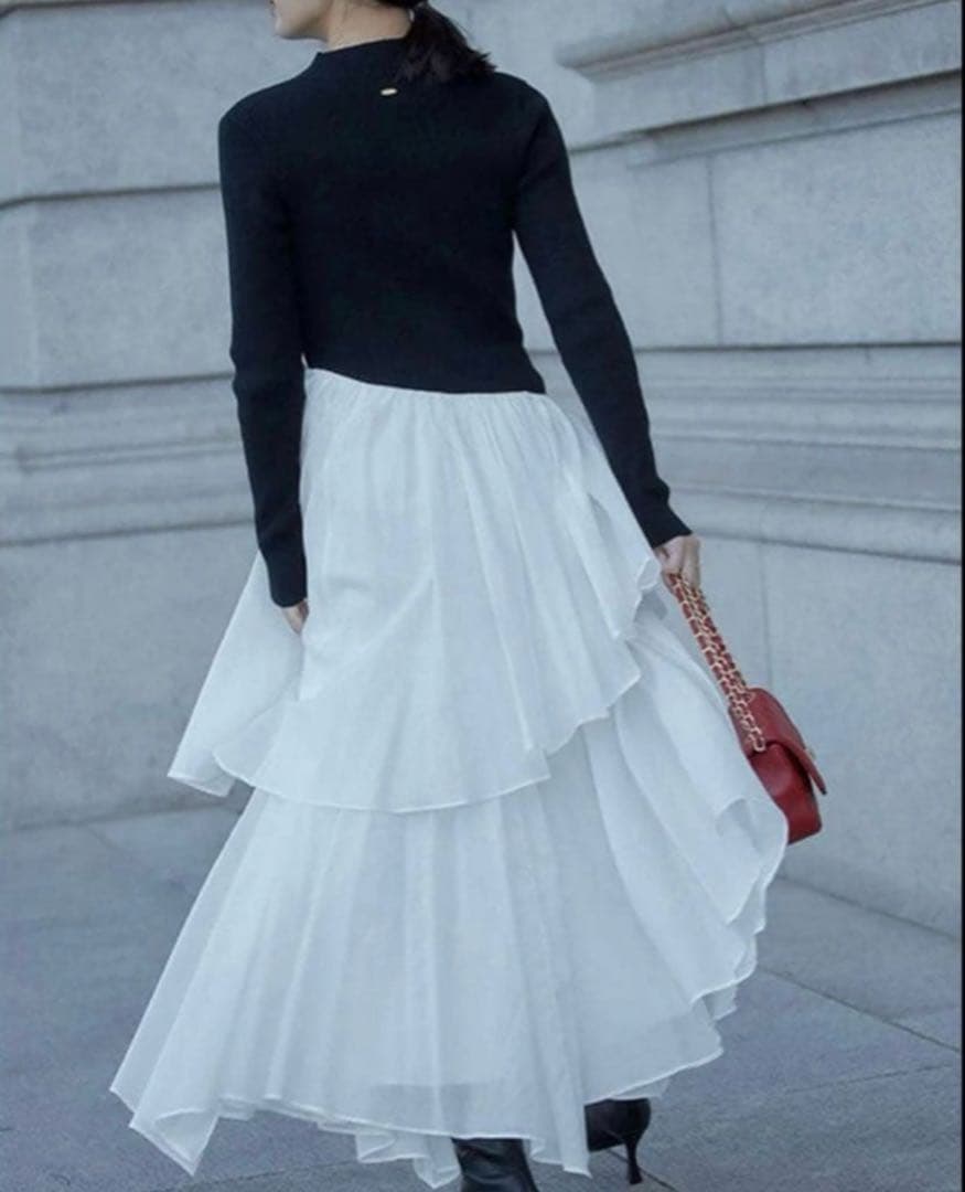 anuans イレギュラーヘムドッキングニットワンピース