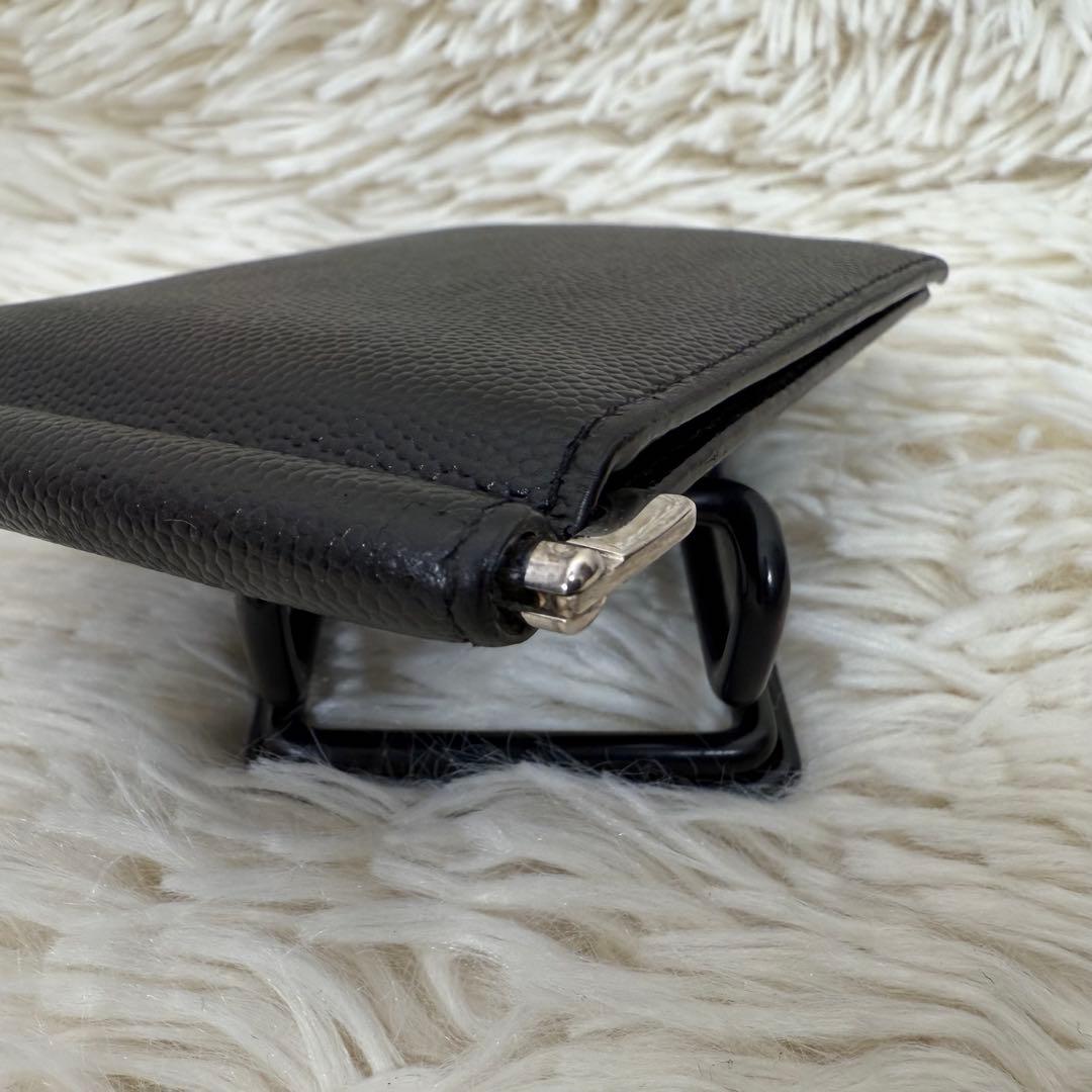 サンローラン マネークリップ 二つ折り財布 キャビアスキン ブラック 箱・保存袋