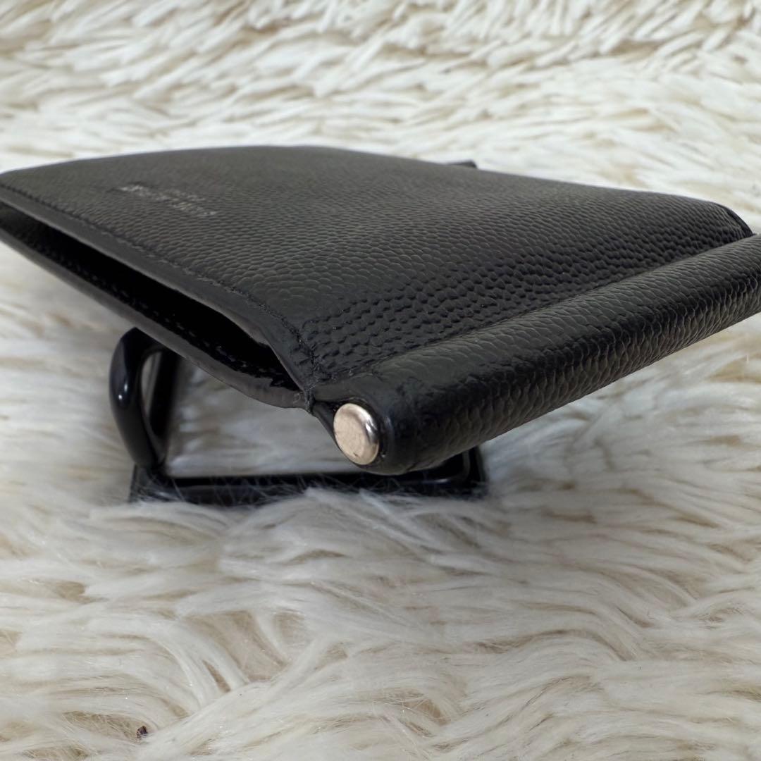 サンローラン マネークリップ 二つ折り財布 キャビアスキン ブラック 箱・保存袋