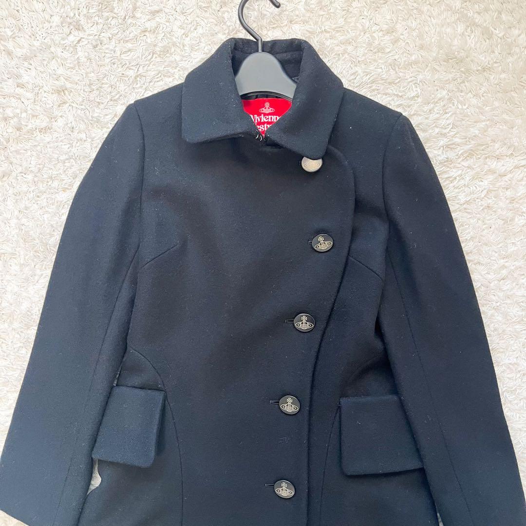 ヴィヴィアンウエストウッド ハートロングコート 変形 オーブボタン 黒