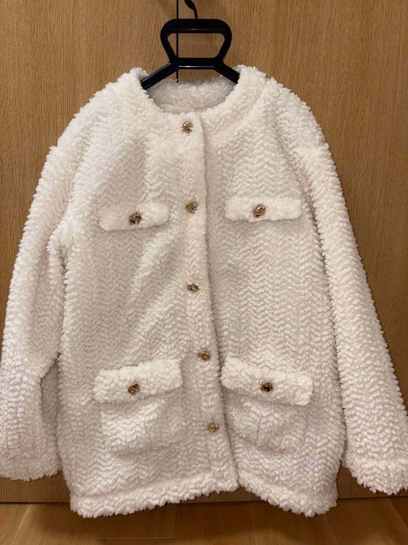 dazzlin ダズリンボアフレンチブルゾン オフホワイト