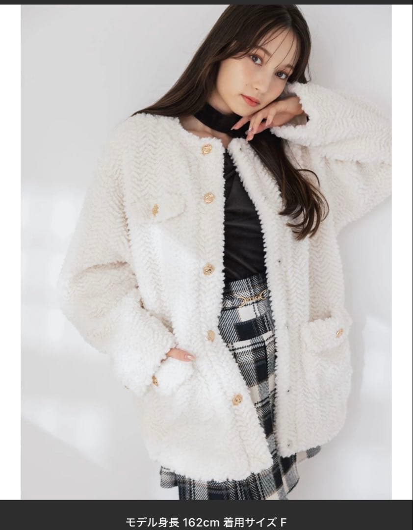 dazzlin ダズリンボアフレンチブルゾン オフホワイト