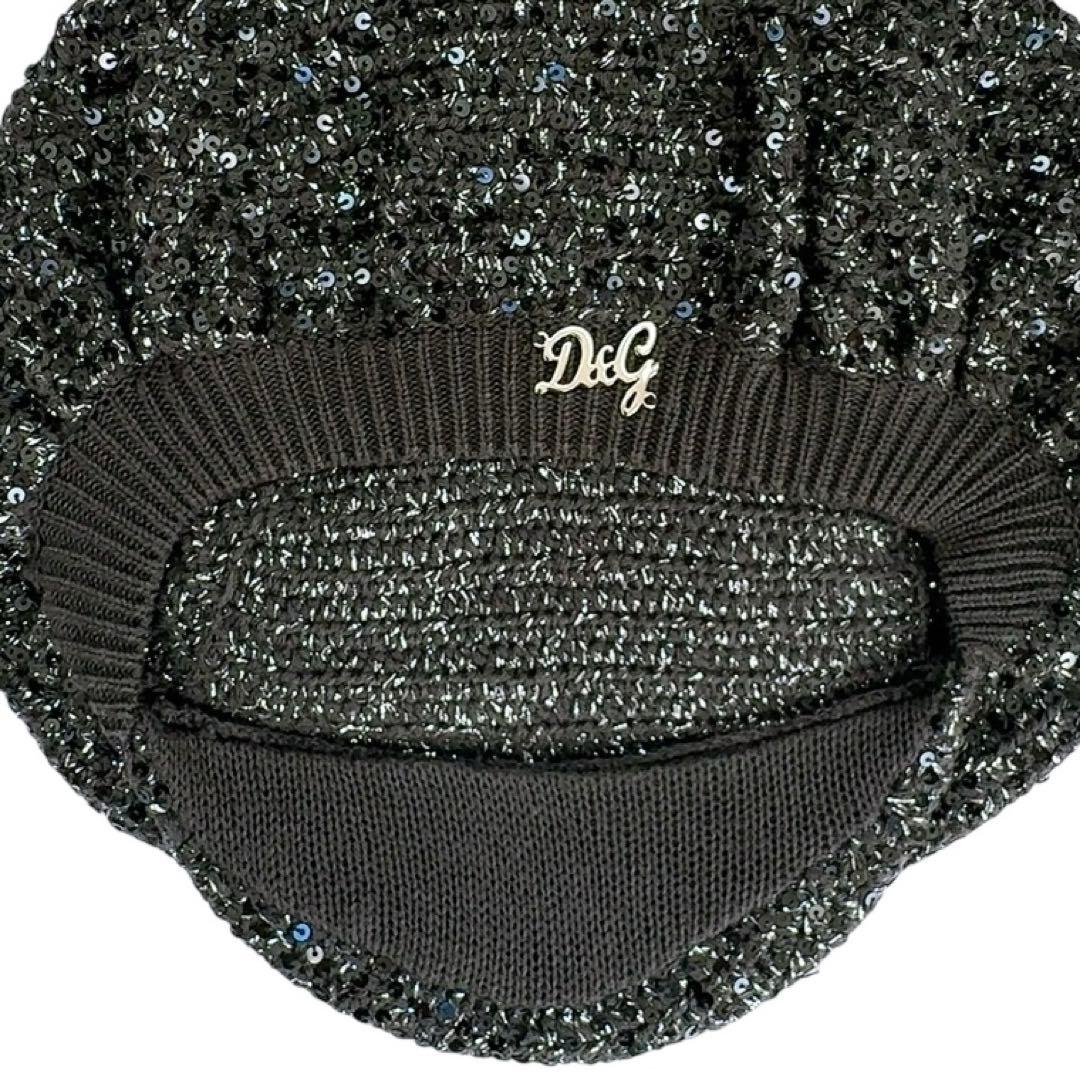 【極美品】D&G ドルチェ＆ガッバーナ キャスケット S グレイ系 スパンコール