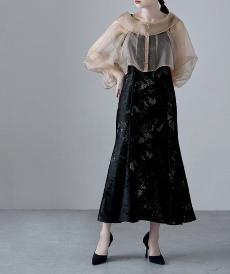 【極美品】エトル シアーブラウス＆マーメイドキャミソール セットドレス