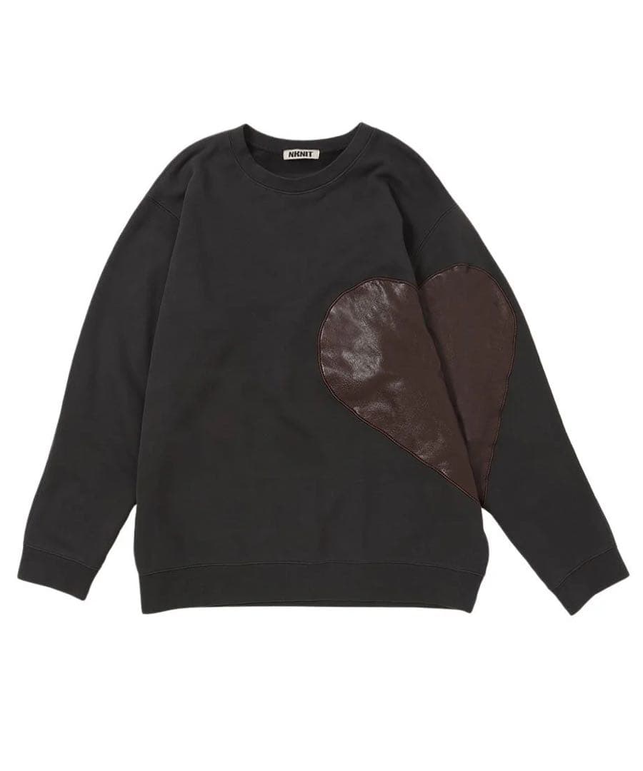 NKNIT ンニット ハートスウェット グレー ハート型ヴィーガンレザー