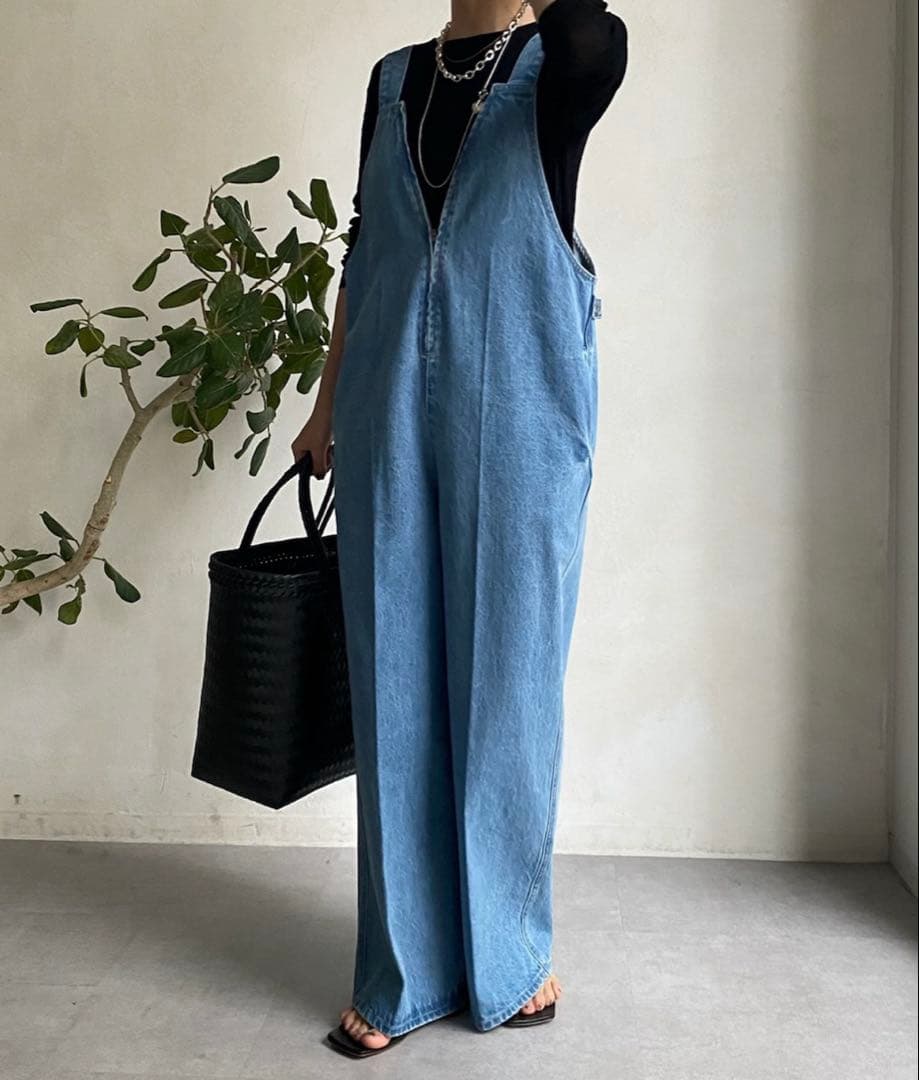 新品未使用　DOUDOU デニムフロントジップサロペット