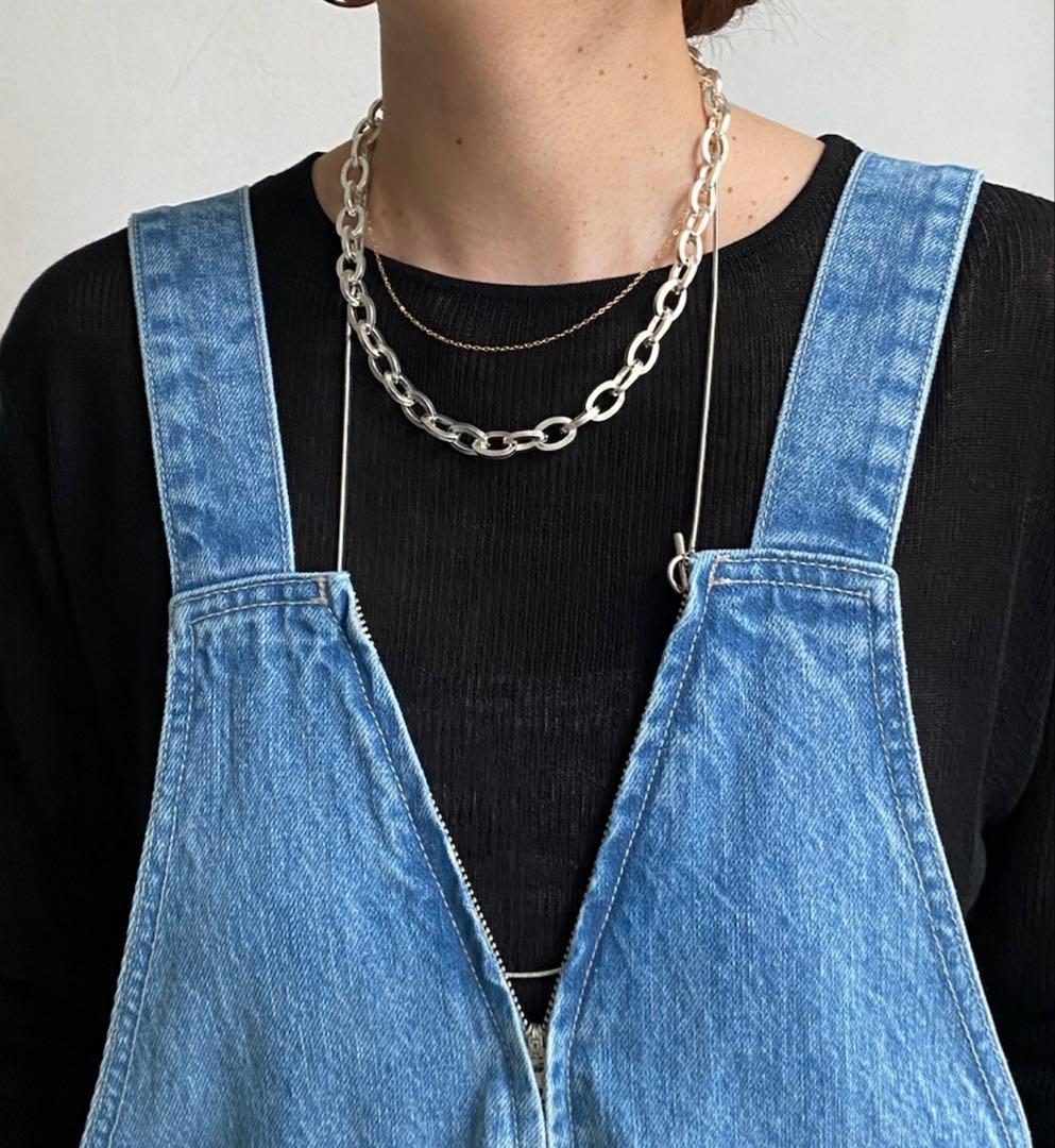 新品未使用　DOUDOU デニムフロントジップサロペット