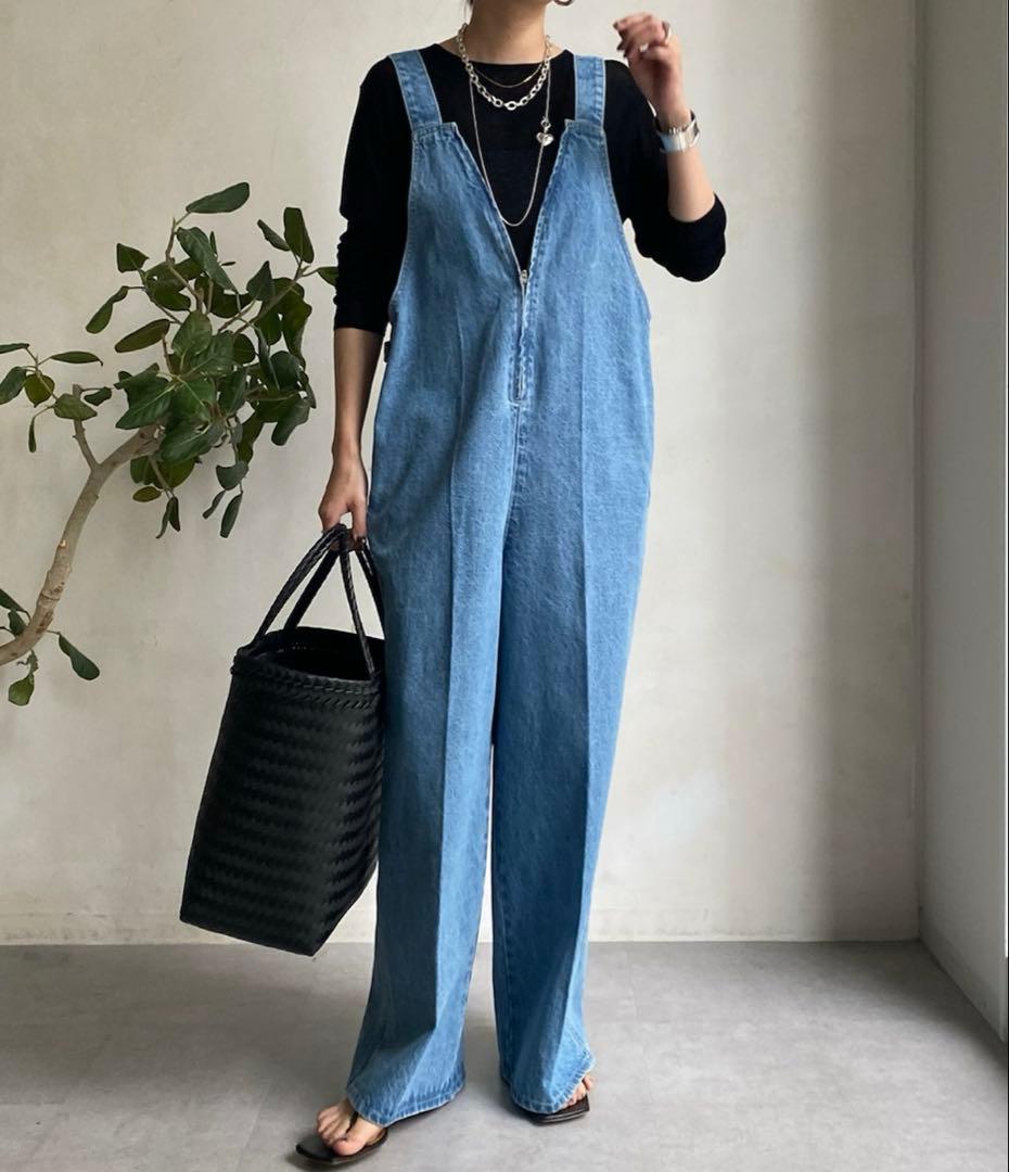 新品未使用　DOUDOU デニムフロントジップサロペット