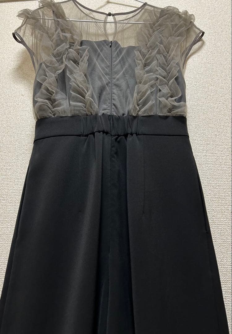 ボリュームチュールハイウエストパーティードレス M ブラック