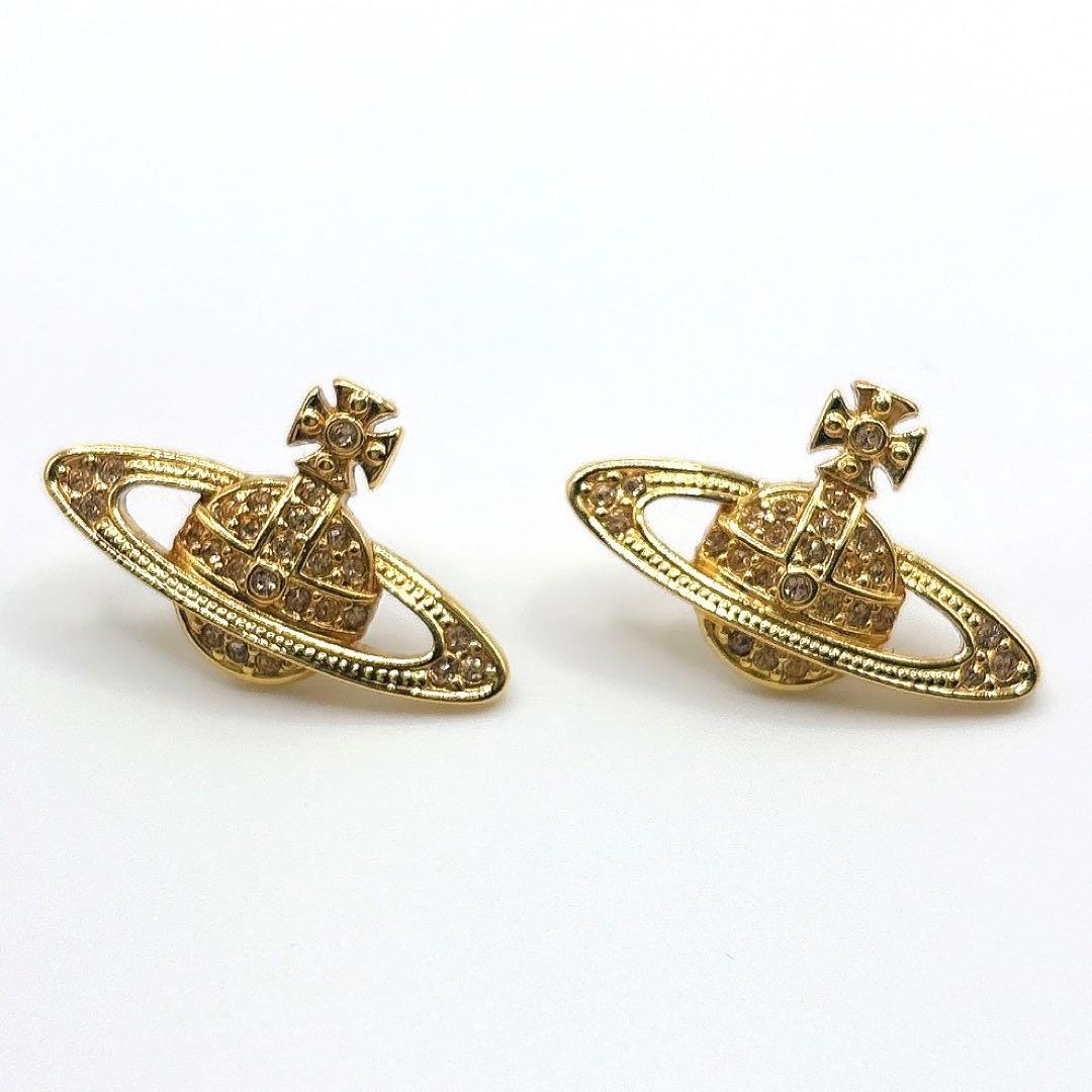 ヴィヴィアンウエストウッド ピアス オーブ ゴールド　ラインストーン