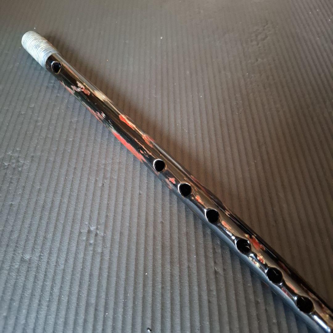 篠笛 古典調　五本調子　７穴 銀/黒/赤　天地籐巻き　鉄管仕様