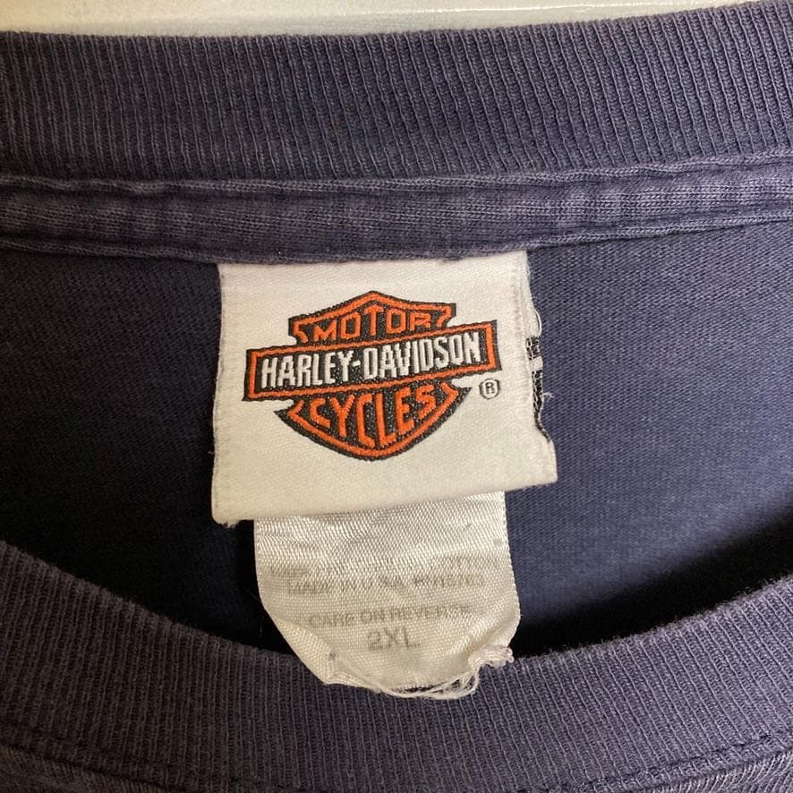 BMEB ロゴ Tシャツ 長袖 古着 紺色 ハーレー ダビッドソン 袖 プリント