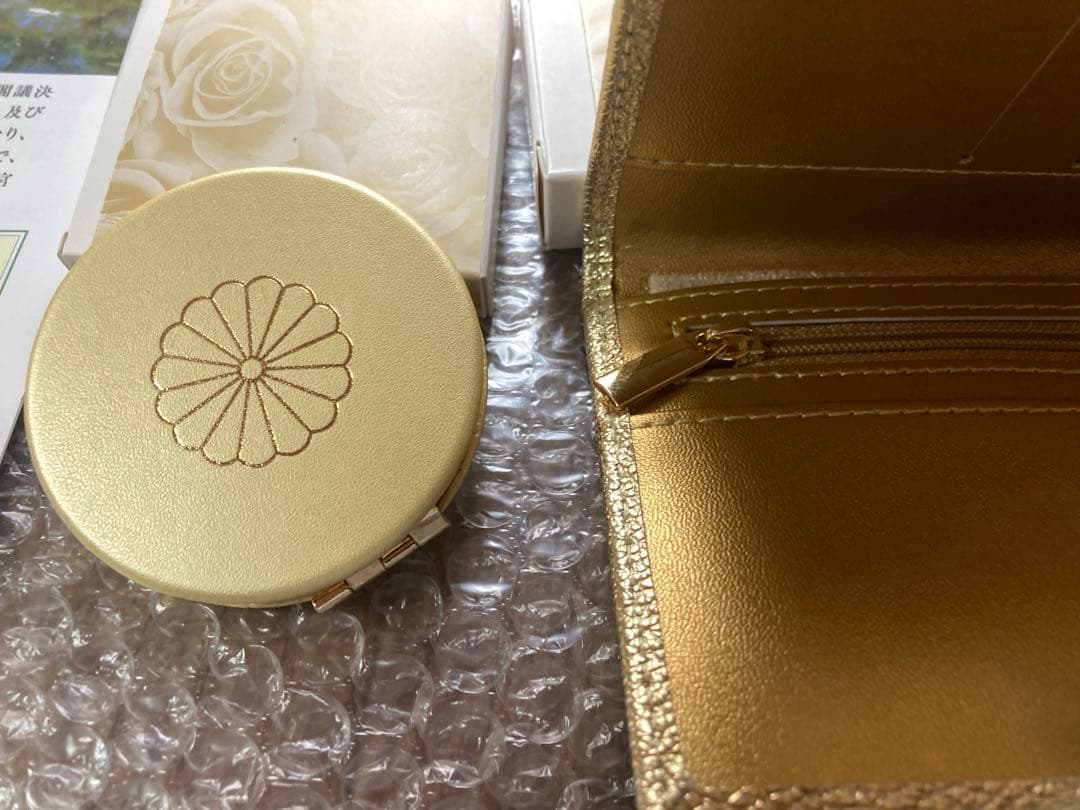 皇居 長財布 コンパクトミラー　ゴールド 金2点セット新品