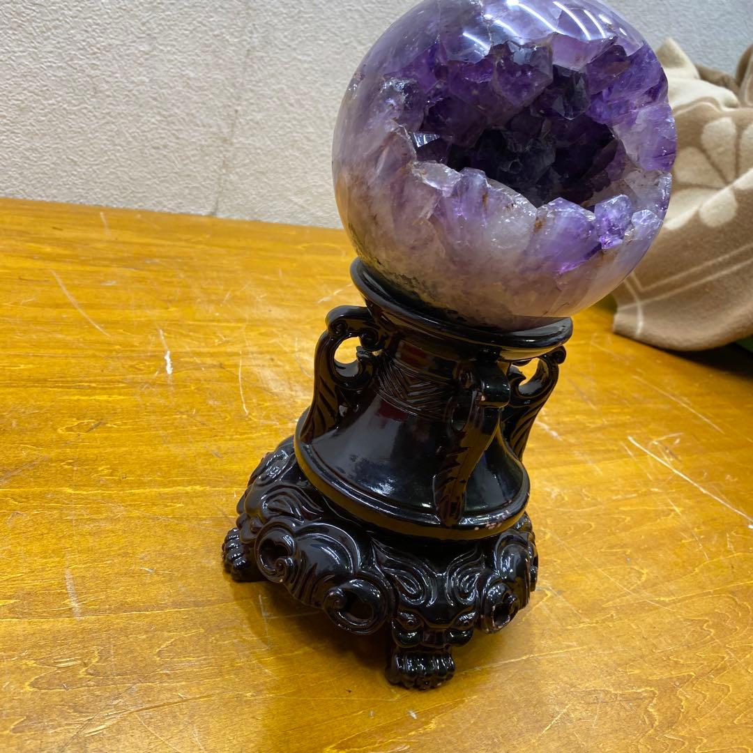 丸*⭐様 アメジスト球 天然石 笑口 直径約14.5cm 3.5kg ブラジル産