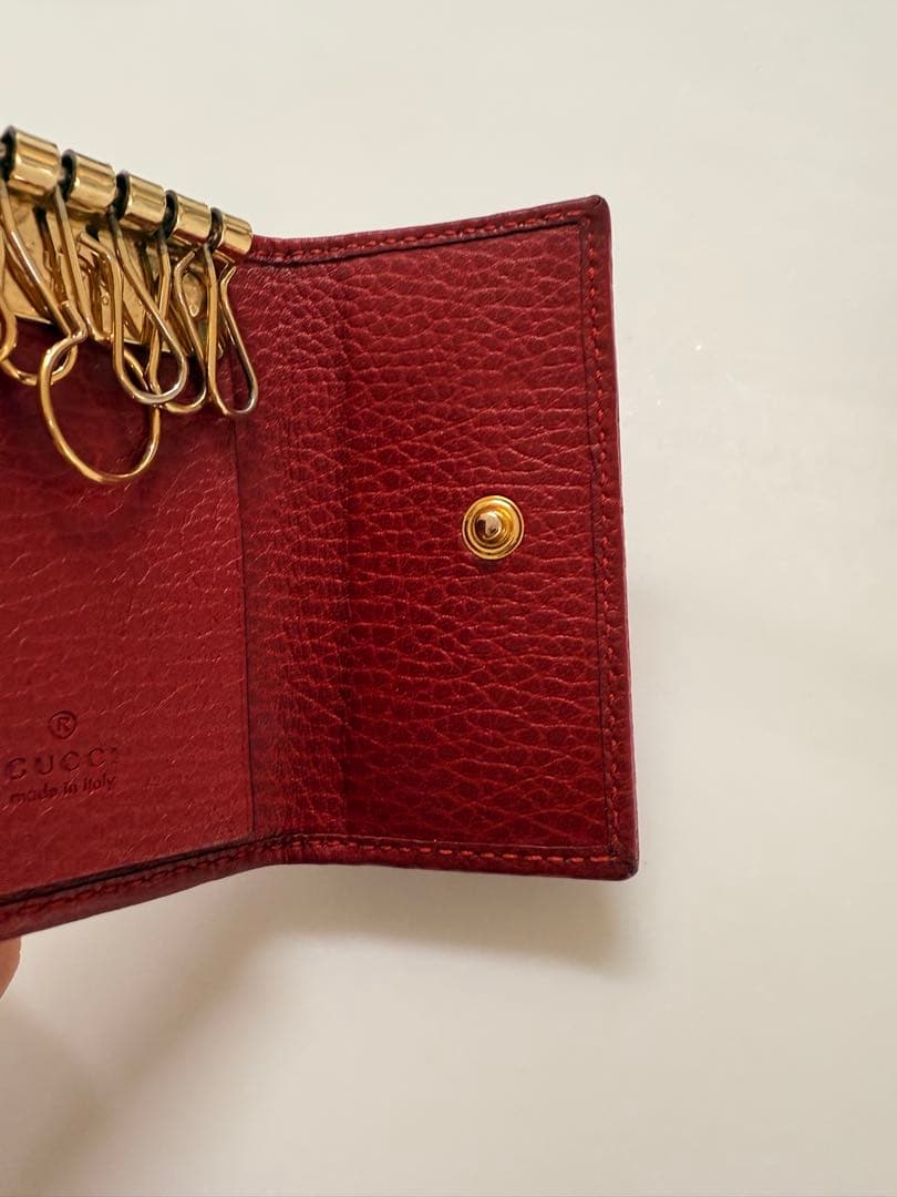 GUCCI バーガンディ レザー キーケース