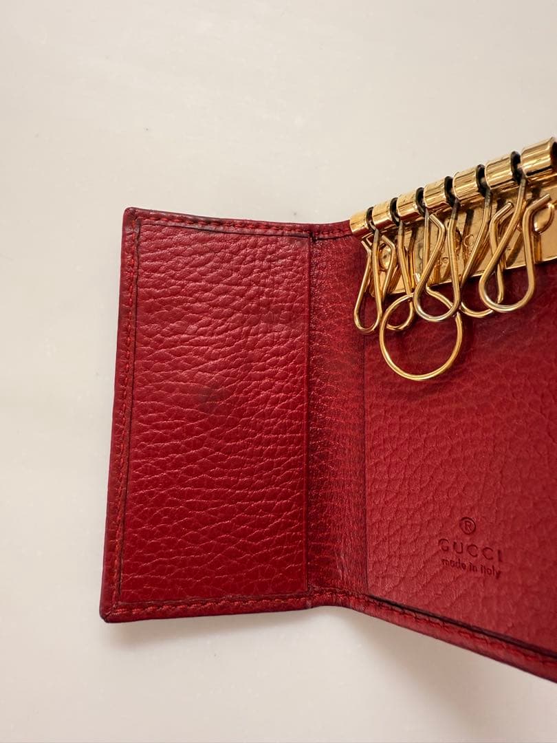 GUCCI バーガンディ レザー キーケース