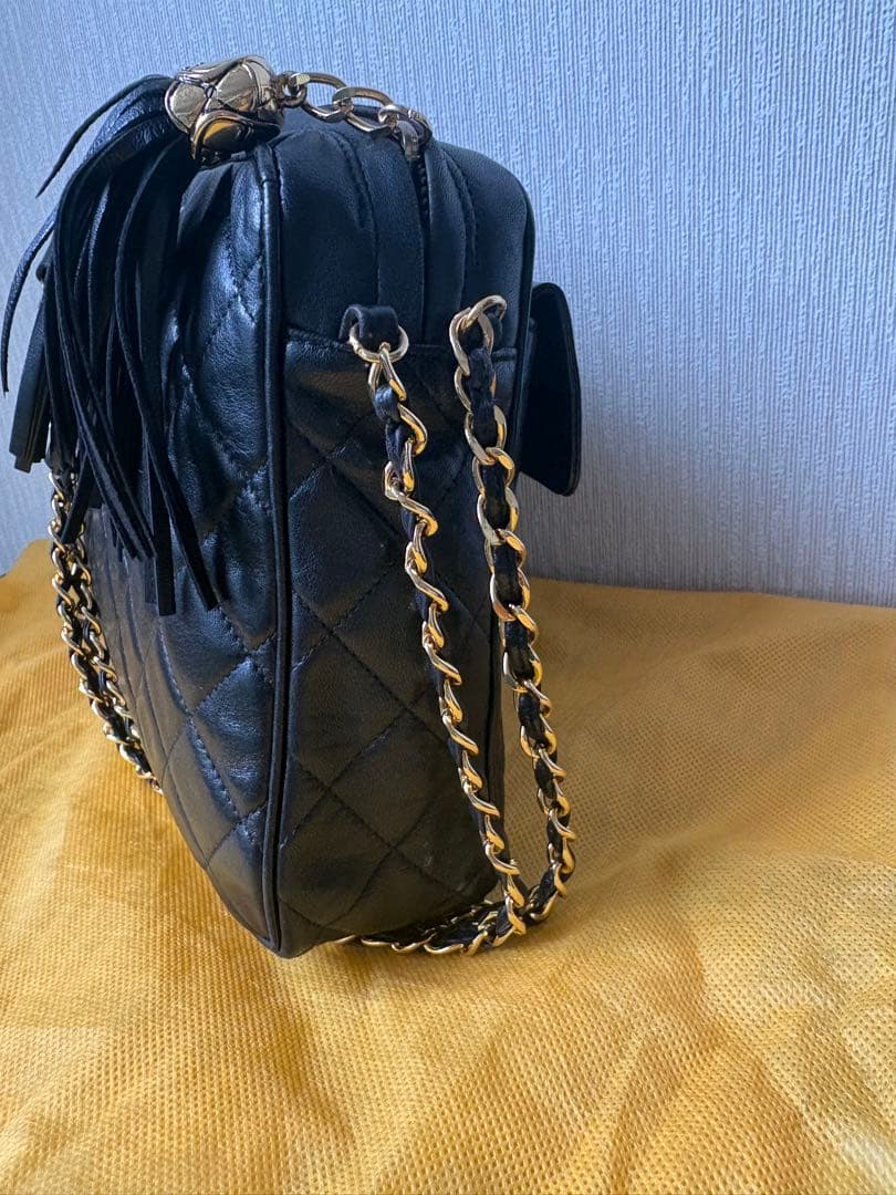 ヴィンテージCHANEL ブラック レザー ショルダーバッグ