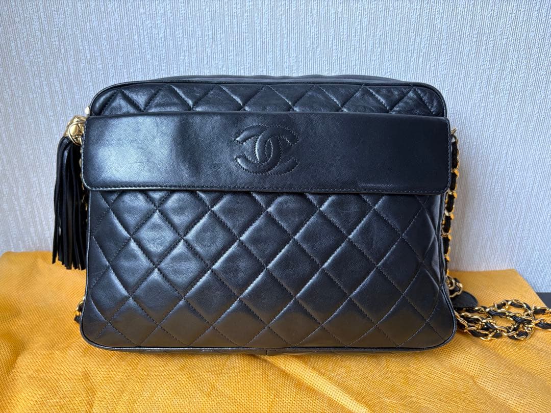 ヴィンテージCHANEL ブラック レザー ショルダーバッグ