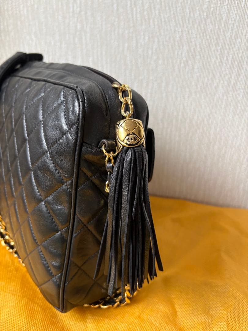 ヴィンテージCHANEL ブラック レザー ショルダーバッグ
