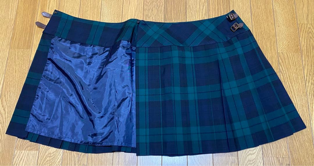 ラルフローレン 巻きスカート160cmプリーツスカートチェック柄スカート緑y2k