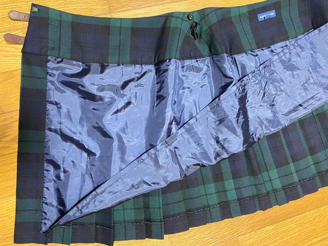 ラルフローレン 巻きスカート160cmプリーツスカートチェック柄スカート緑y2k