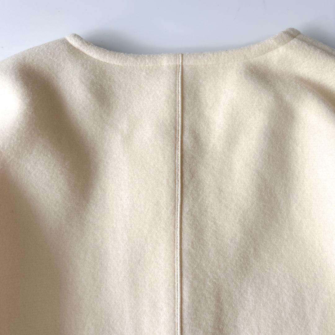美品⁑セルフォード　ノーカラーショートコート　　アイボリー　36 Aライン　春
