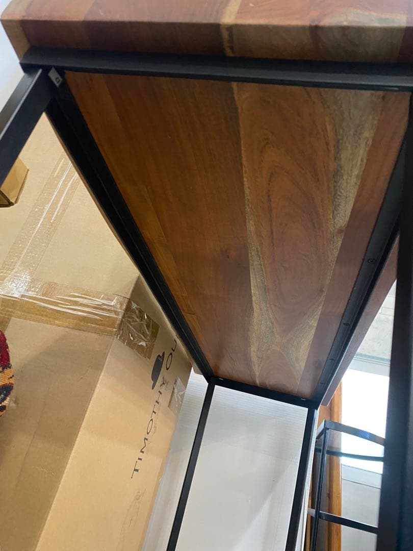 【東京都23区配送無料】一枚板　コンソール　テーブル　飾り棚　アイアン　机　玄関