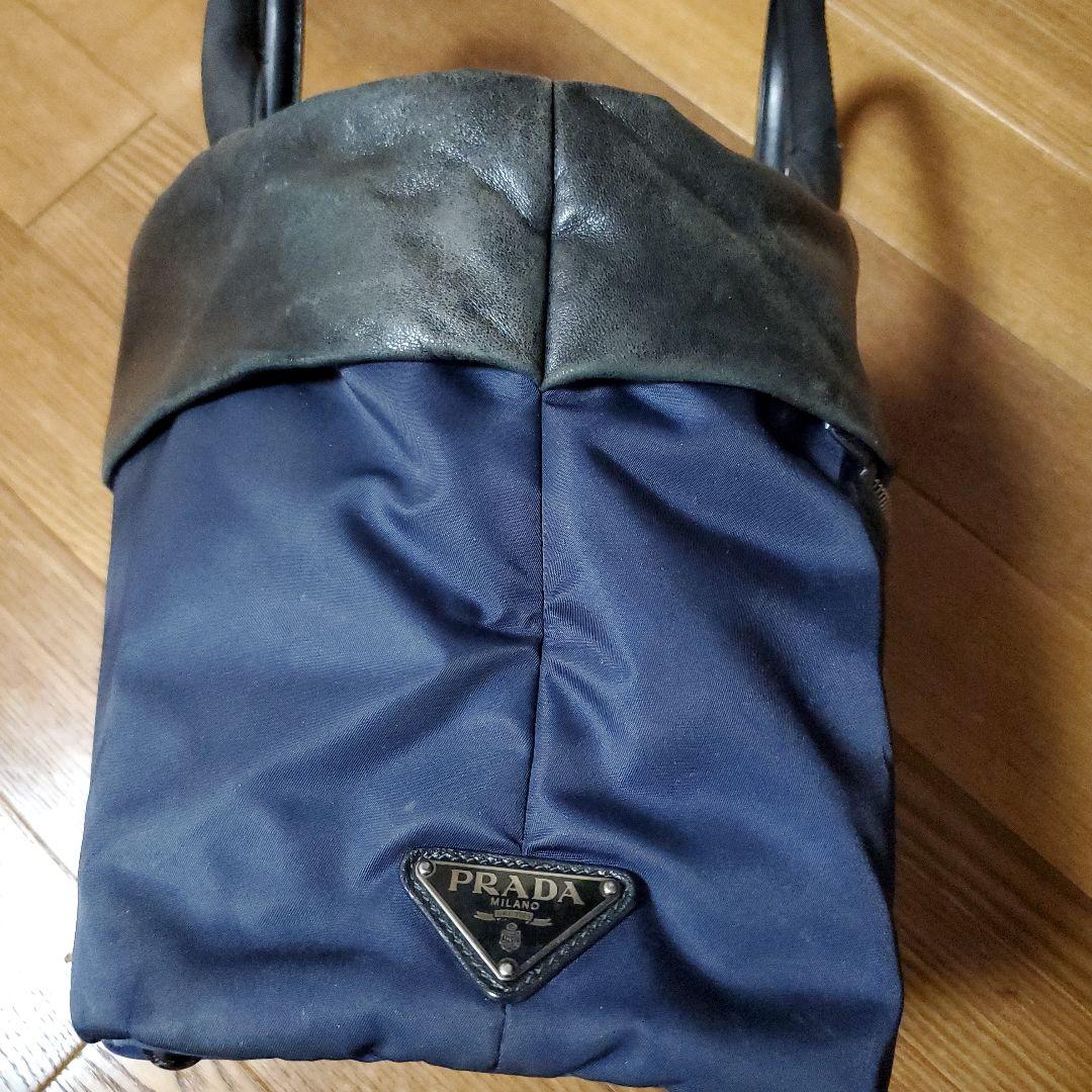 PRADA ネイビー ブラック２ウェイ トートバッグ