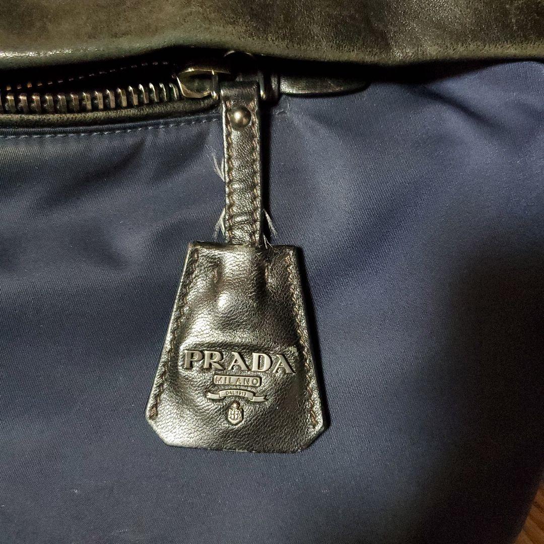 PRADA ネイビー ブラック２ウェイ トートバッグ