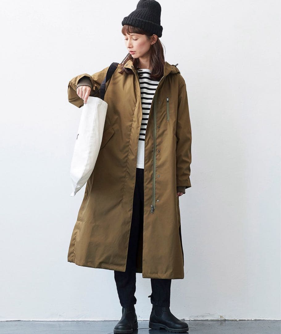 SUNNY CLOUDS 一枚仕立てのシュッとしたフード コート ロングコート