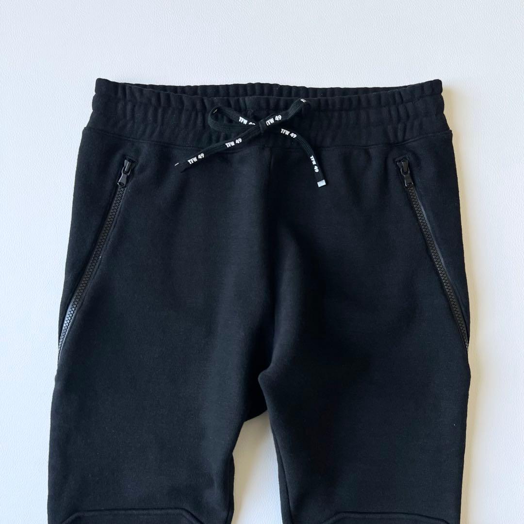 3219【美品】TFW49 ストレッチパンツ　チャックポケットスウェット　M 黒
