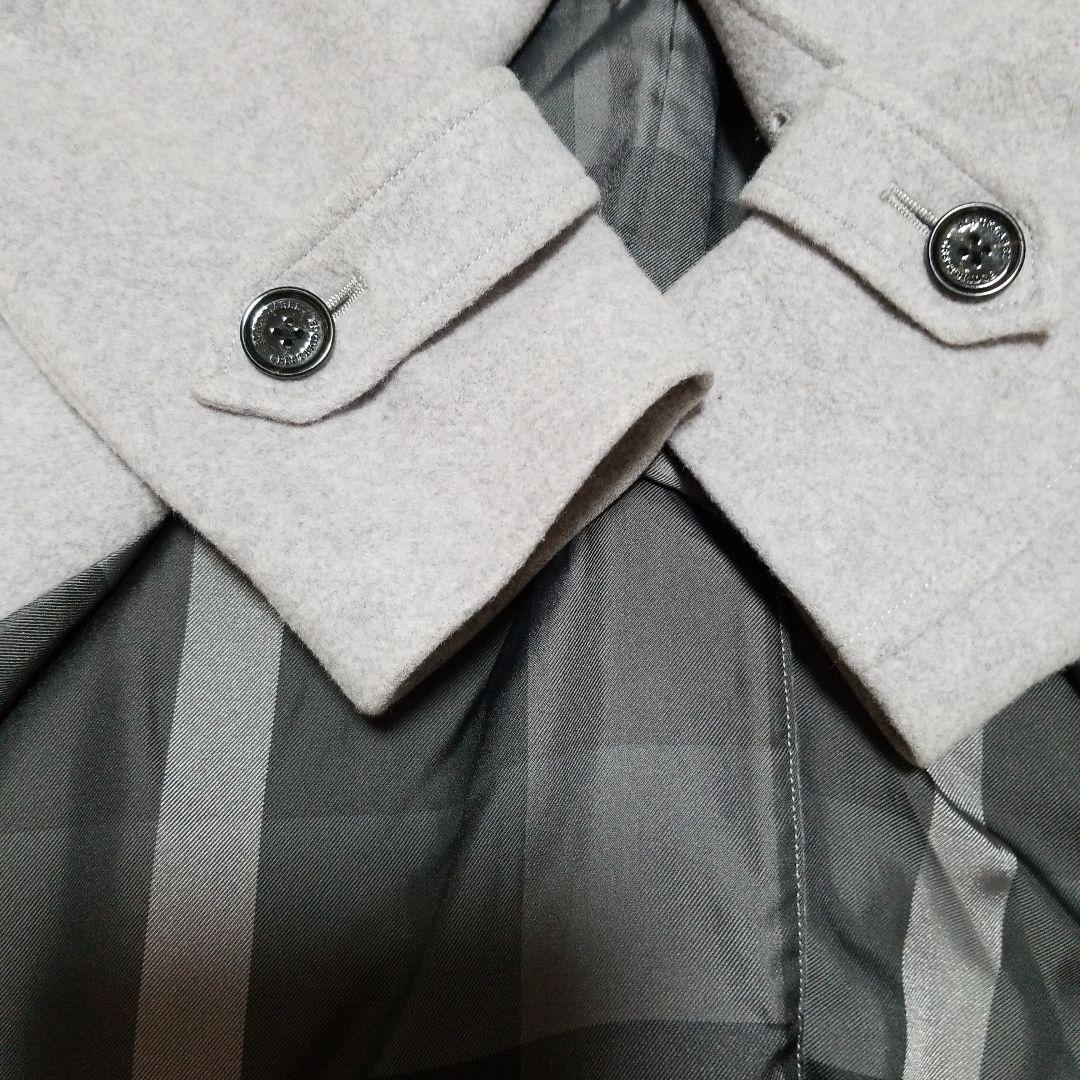 ブラックレーベル　カシミア混　ウールコート　レイズドネック　ブルーグレー　M