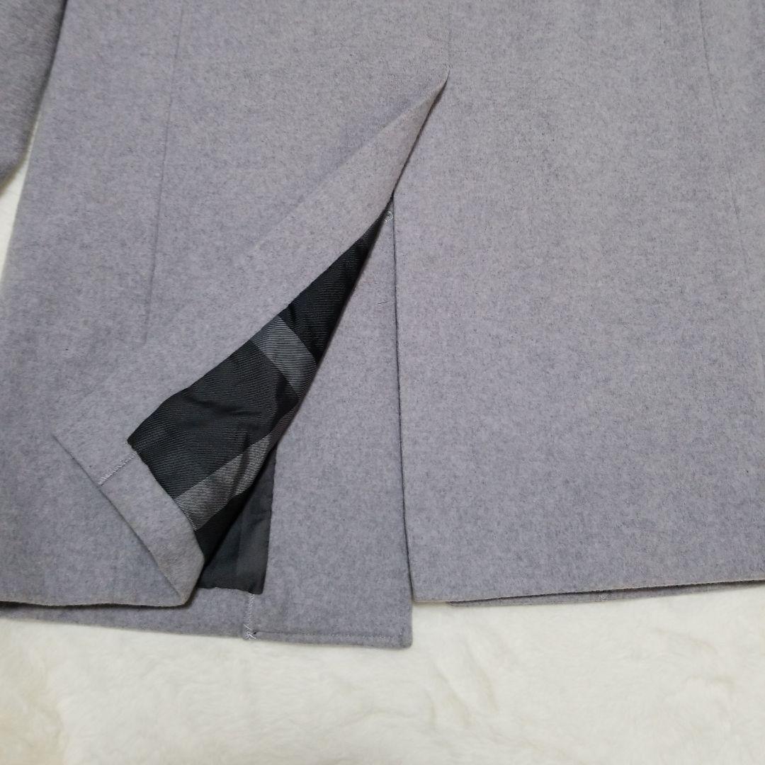 ブラックレーベル　カシミア混　ウールコート　レイズドネック　ブルーグレー　M