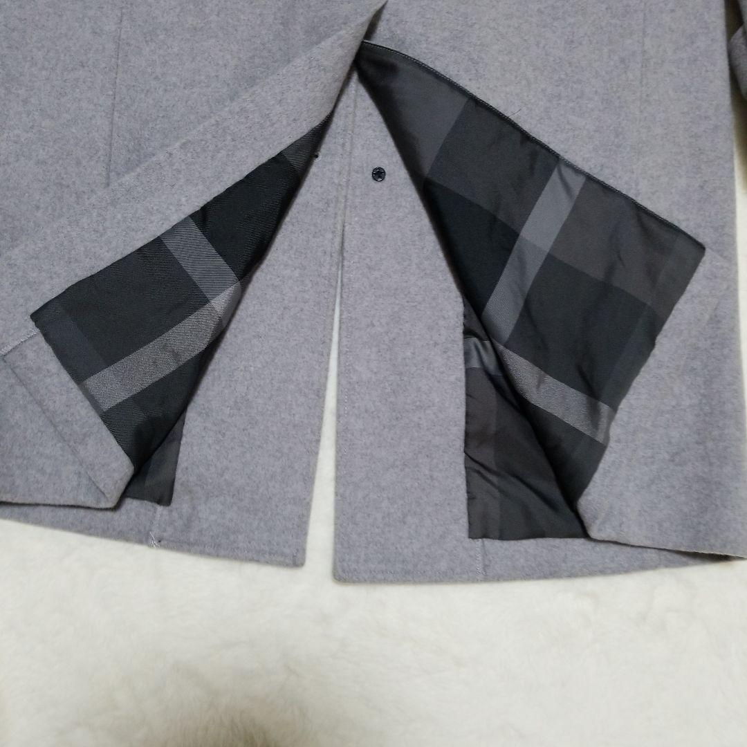 ブラックレーベル　カシミア混　ウールコート　レイズドネック　ブルーグレー　M