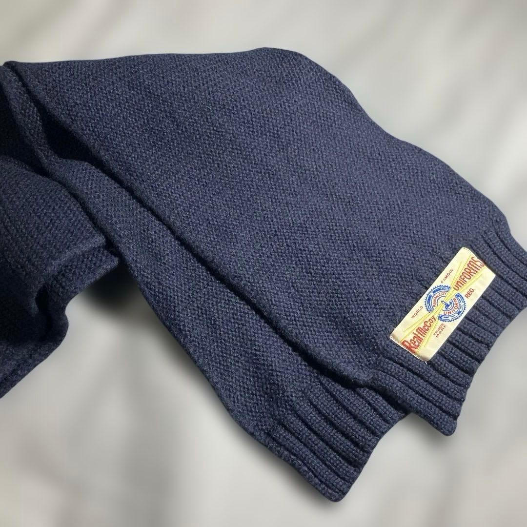 リアルマッコイズ　ウールニットスカーフ　ネイビー　レッドクロス　マフラー