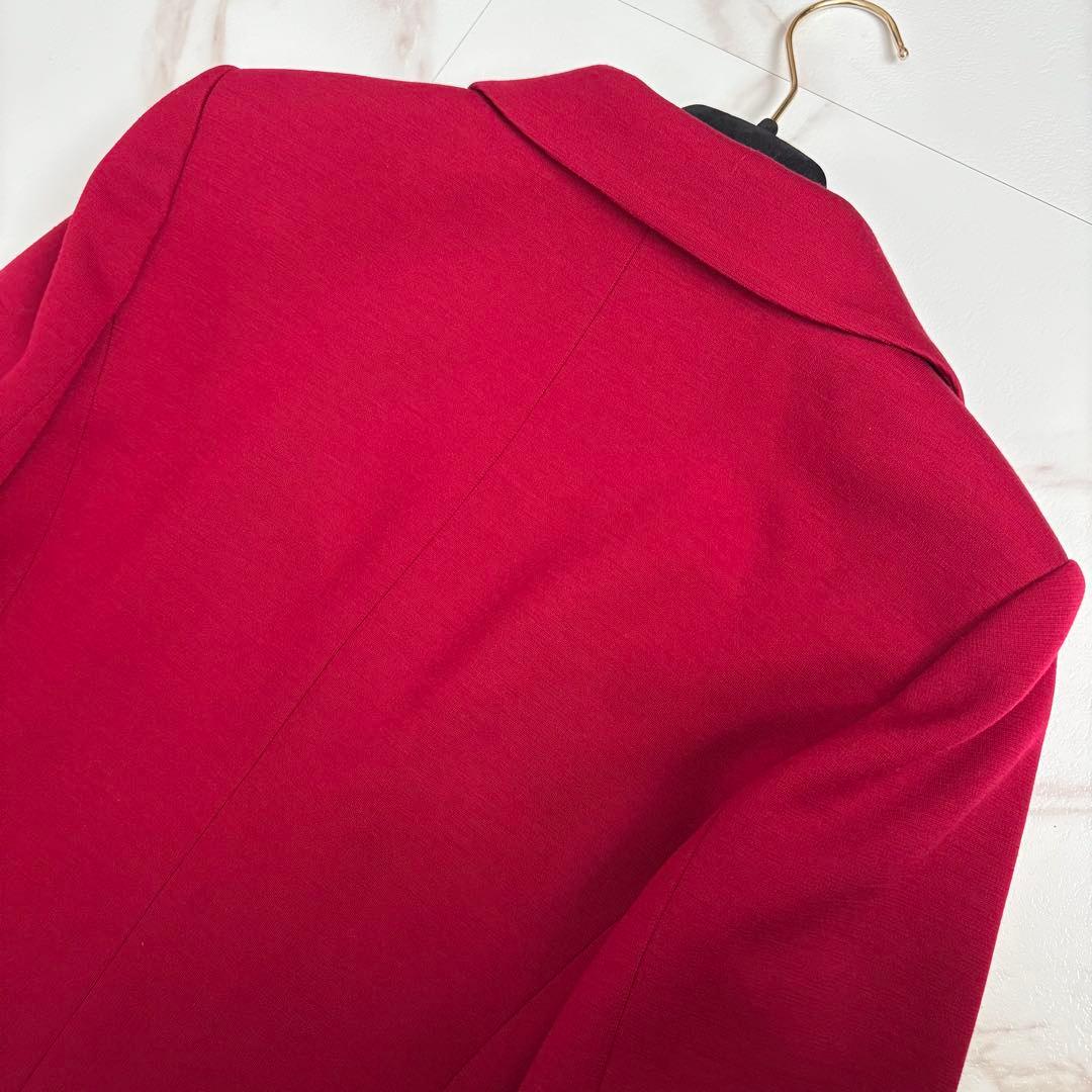 美品◆レオナール トリム デザイン テーラード ジャケット 赤 花柄 L