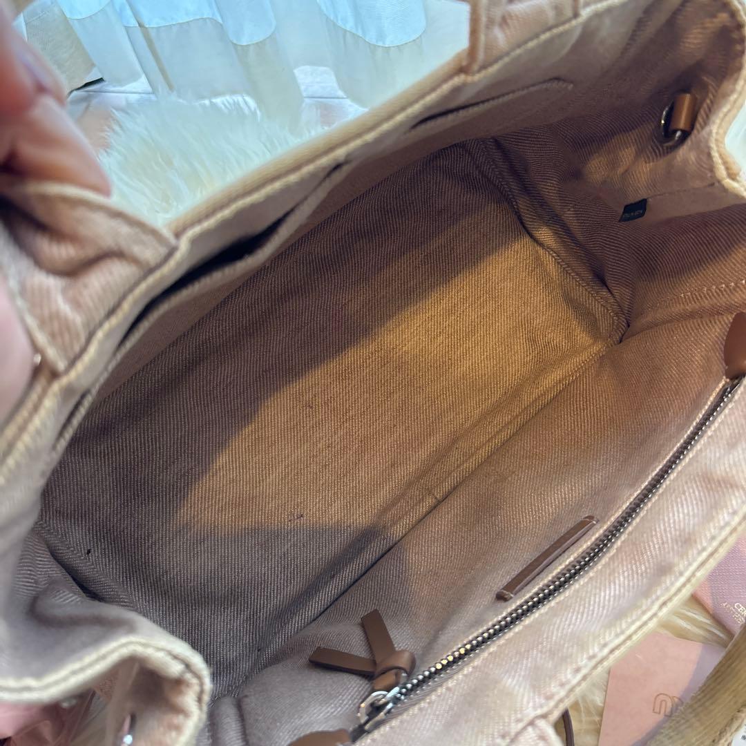 わんわん　miumiu ジャガードロゴデニムトート　カナパ