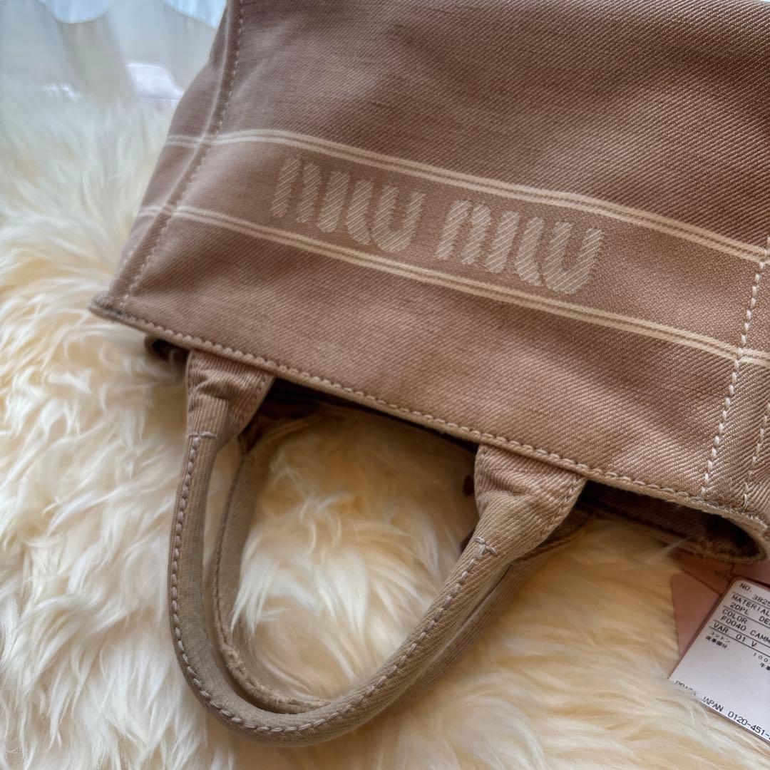 わんわん　miumiu ジャガードロゴデニムトート　カナパ