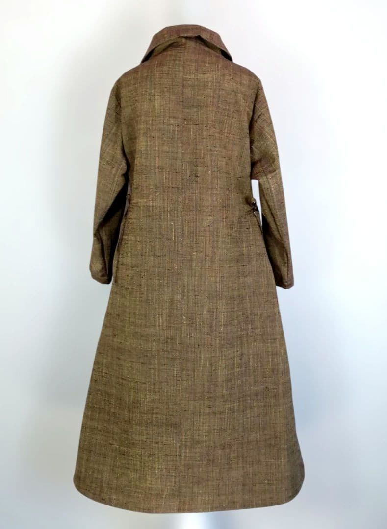 326　手染め大輔　着物リメイク　厚地紬　ワンピース　L〜フリーサイズ